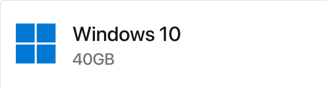 Interface showing Windows 10 virtual machine image options