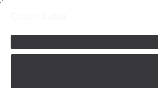 Interface wireframe for disk creation